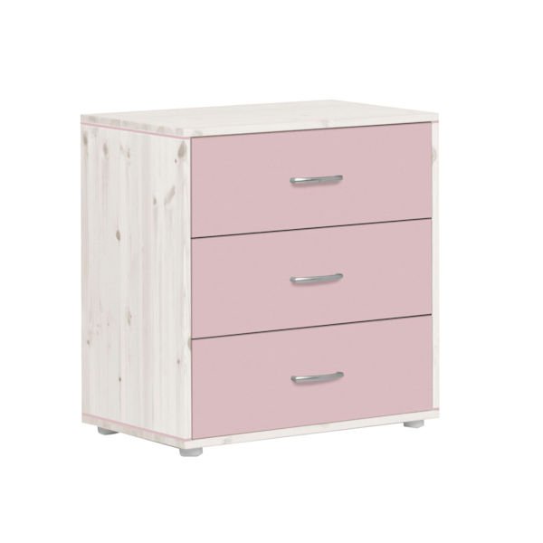 Classic Kommode 3 Schübe Kieferweiß/Rosa Classic Kommode 3 Schübe Kieferweiß/Rosa