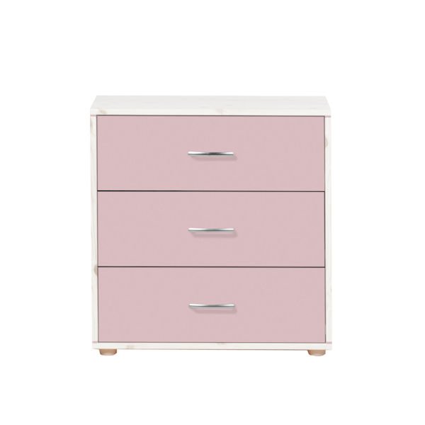 Classic Kommode 3 Schübe Kieferweiß/Rosa Classic Kommode 3 Schübe Kieferweiß/Rosa