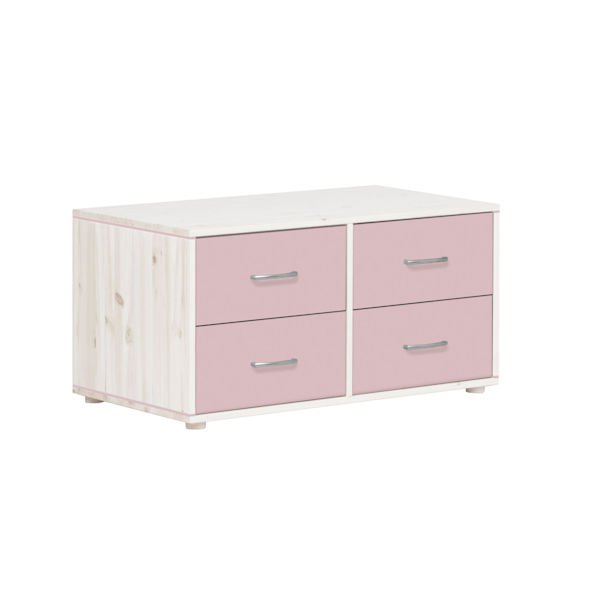 Classic Kommode 4 Schübe Kieferweiß/Rosa Classic Kommode 4 Schübe Kieferweiß/Rosa