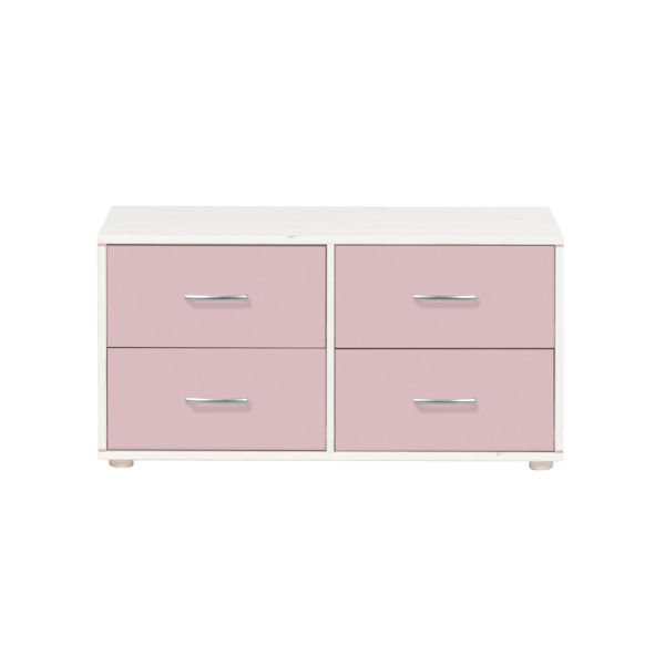 Classic Kommode 4 Schübe Kieferweiß/Rosa Classic Kommode 4 Schübe Kieferweiß/Rosa