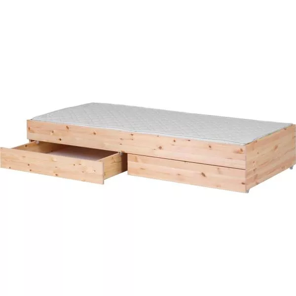 Flexa Classic Ausziehbett für 90x200 Betten + 2 Schübe natur