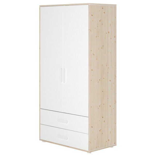 Flexa Näst Kleiderschrank 2 Türen 2 Schübe Natur/Weiß Flexa Näst Kleiderschrank 2 Türen 2 Schübe Natur/Weiß