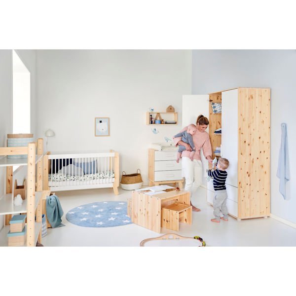 Flexa Näst Kleiderschrank 2 Türen 2 Schübe Natur/Weiß Flexa Näst Kleiderschrank 2 Türen 2 Schübe Natur/Weiß