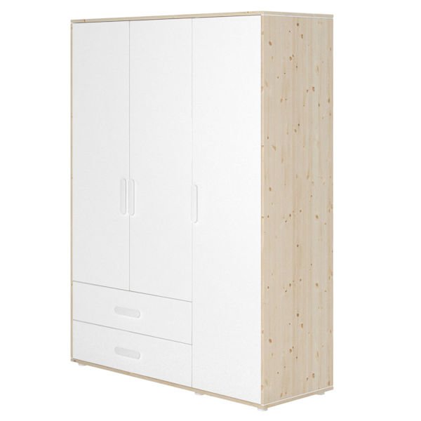 Flexa Näst Kleiderschrank 3 Türen 2 Schübe Natur/Weiß Flexa Näst Kleiderschrank 3 Türen 2 Schübe Natur/Weiß