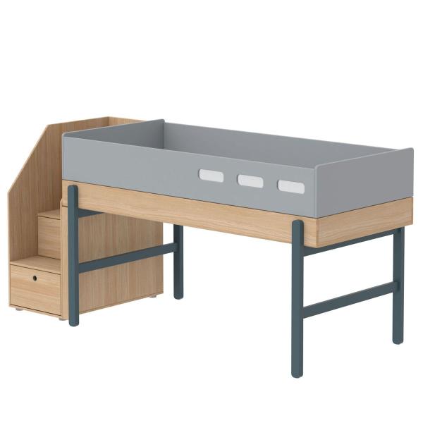 Flexa Popsicle Halbhohes Bett mit Treppe in 90x200 Blueberry Flexa Popsicle Halbhohes Bett mit Treppe in 90x200 Blueberry