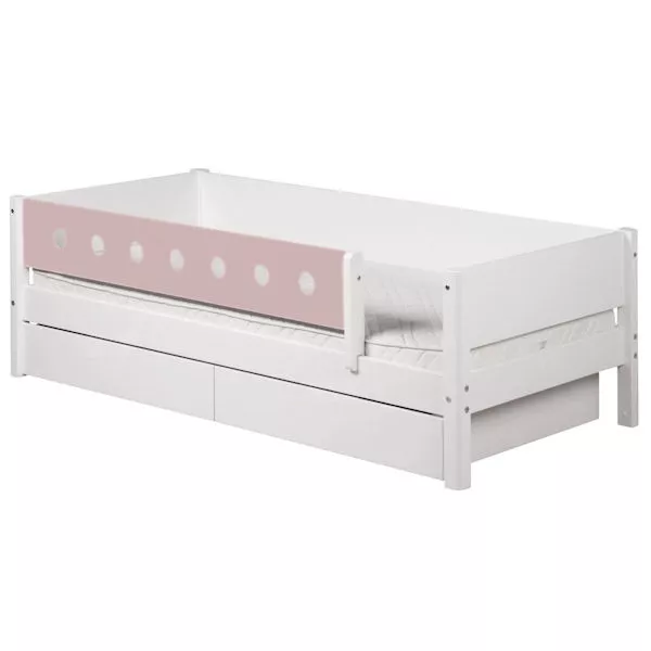 Flexa White Einzelbett 90x190 cm Schübe u. Sicherung rosa