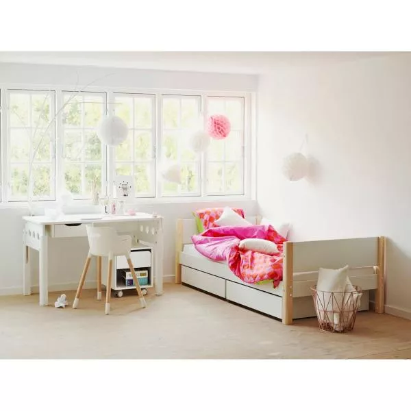 Flexa White Einzelbett 90x190 cm Schübe u. Sicherung rosa