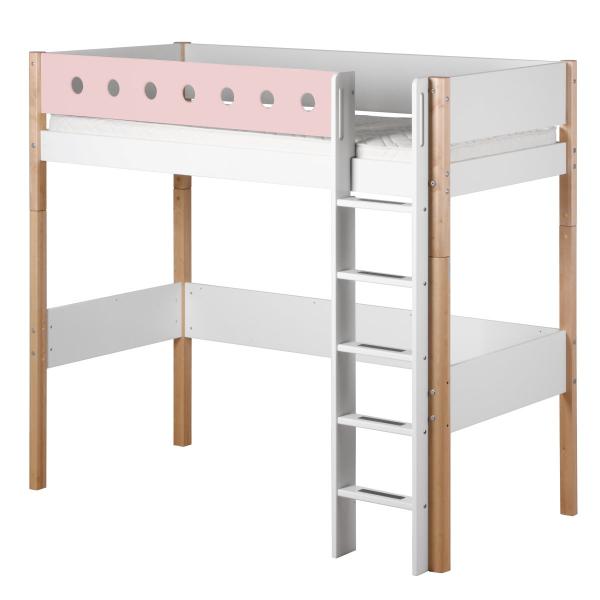 Flexa White Hochbett 90x200 gerade Leiter in weiß/birke/rosa Flexa White Hochbett 90x200 gerade Leiter in weiß/birke/rosa