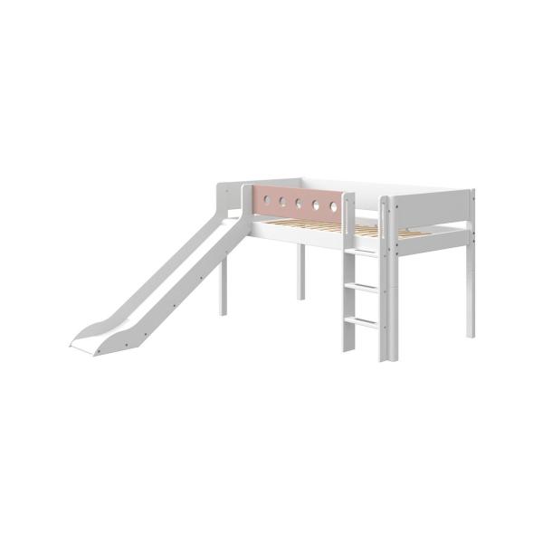 Flexa White Rutschbett 90x200 gerade Leiter in Weiß/Rosa Flexa White Rutschbett 90x200 gerade Leiter in Weiß/Rosa