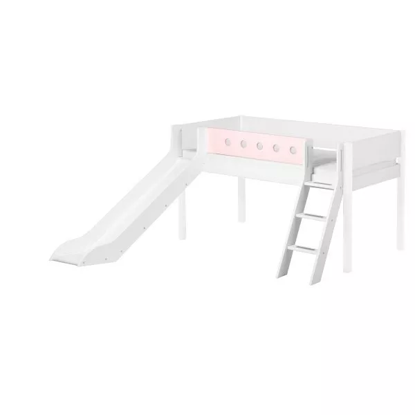 Flexa White Rutschbett 90x190 Schrägleiter in weiß/rosa