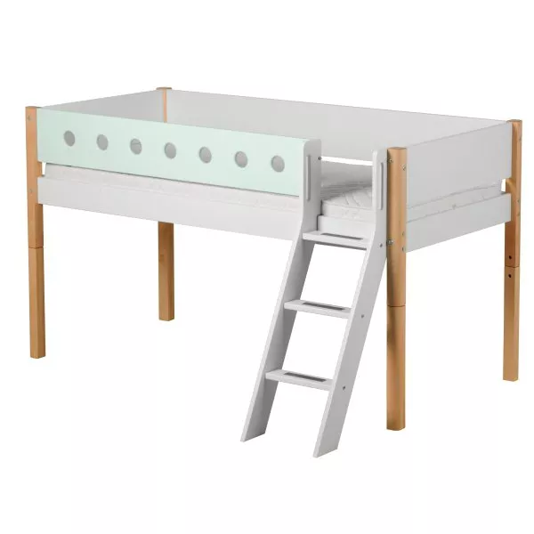 Flexa White Spielbett 90x190 Schrägl. weiß/birke/mintgrün