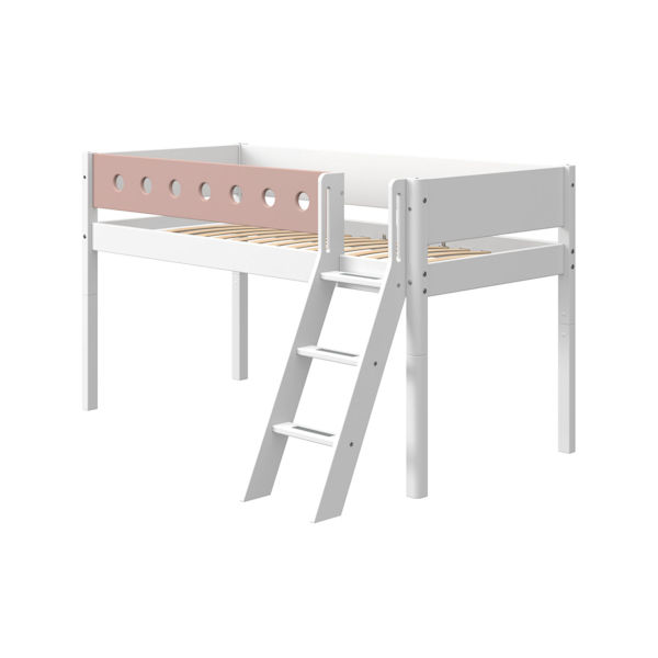 Flexa White Spielbett 90x190 Schrägleiter in Weiß/Rosa Flexa White Spielbett 90x190 Schrägleiter in Weiß/Rosa