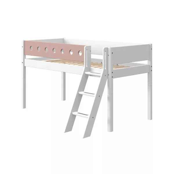 Flexa White Spielbett 90x190 Schrägleiter in Weiß/Rosa