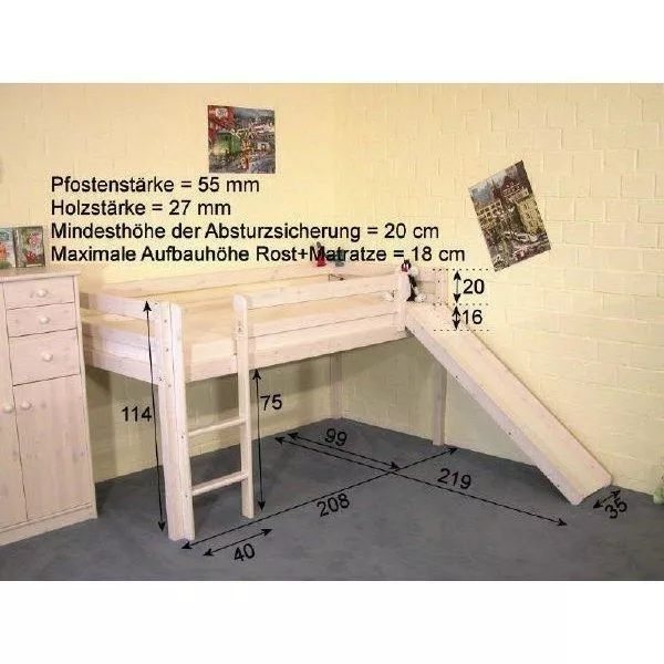 Flexa Basic Hit Rutschbett "Athen" incl. Rost+Rolli