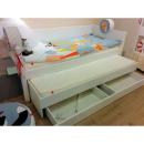 White Einzelbett 90x200 + Gästeb. + 2 Schübe weiß