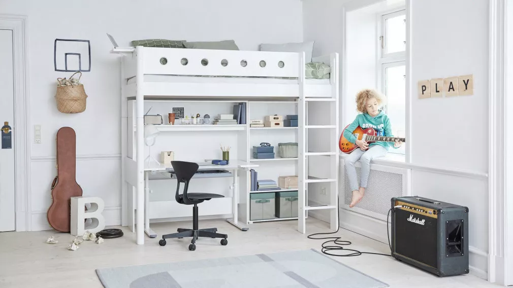 Flexa White Hochbett Schreibtisch Regal